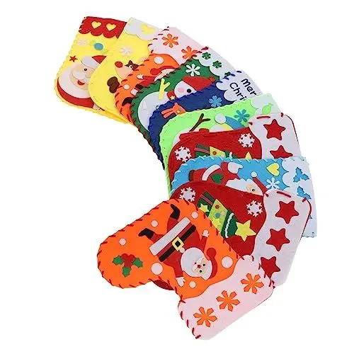 Produktbild: QUMIIRITY 20 Sets Nähset Aus Vliesmaterial Filz Weihnachtssocken-bastelset Handgefertigtes Strümpfe-set Für Jungen Und Mädchen Von Jungen Und Mädchen