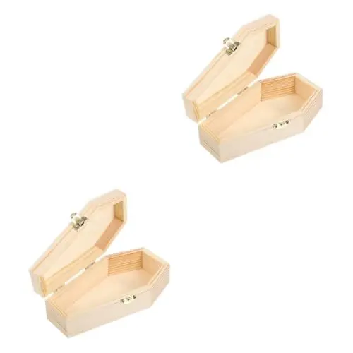 Produktbild: QUMIIRITY 2 Stücke Box Sarg Schmuck Box Halloween Lagerung Gothic Schmuck Holz Unlackiert Für Partys