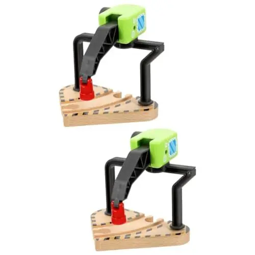 Produktbild: QUMIIRITY 2st Schienenkranzubehör Kran Spielzeug Für Kinder Stamm Spielzeug Eisenbahnkran Spielzeug Kranmodell Selber Bauen Zubehör Für Spielzeugeisenbahnen Kinderauto Spielzeug Holz
