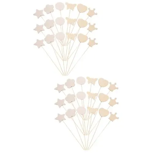 Produktbild: QUMIIRITY 36 Stk Feenstab aus Holz Batterie Lichterkette Mini-LED-Leuchten DIY Zauberstab Basteln bastelmaterial für kinder bastelsets für kinder bemalter Zauberstab Feenstab-Malstab Beige