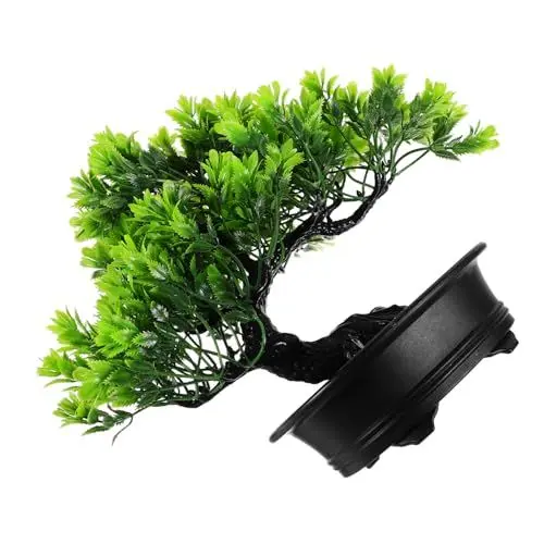 Produktbild: QUMIIRITY Künstliche Topfpflanze Realistischer Bonsai Baum Japanische Zeder Bonsai Pflanze Kleine Künstliche Pflanzen Mit Topf Eingetopfte Japanische Kiefer Gefälschte Dekorative