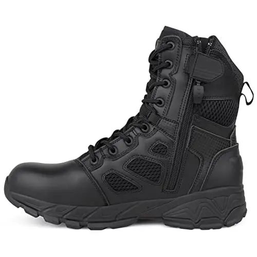 Produktbild: QUNLON Springerstiefel Bundeswehr Stiefel Herren Militär Stiefel mit Reißverschluss Einsatzstiefel Schwarz Leichter Kampfstiefel Tactical Boots Herren-Modell115 38EU