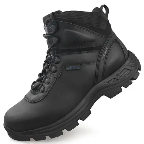 Produktbild: QUNLON Wanderschuhe Herren Leicht Trekkingschuhe Herren Leder Outdoorschuhe Wanderstiefel Herren Wasserdicht Hiking Schuhe Herren trekkingstiefel Walking Schuhe Herren Schwarz-44EU
