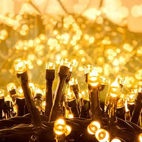Produktbild: Quntis 10m 100 LED Lichterkette Außen Warmweiß, Lichterkette Strombetrieben, 8 Modi Weihnachtsbeleuchtung Innen, IP44 Weihnachtsdeko für Weihnachtsbaum Garten Büsche Balkon Terrasse Zimmer Kranz