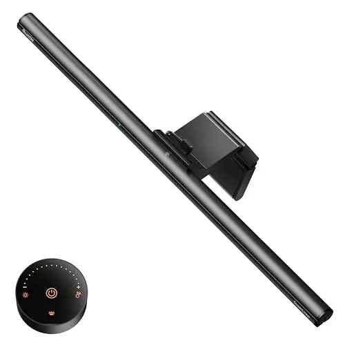 Produktbild: Quntis Curved Computer Monitor Lampe mit Fernbedienung, 42,5cm Monitor Light Bar mit Auto-Dimmen, Antiblaue USB LED Augenschutz-Schreibtischlampe, PC Desk Lampe Bürolampe Bildschirmlampe Home Office