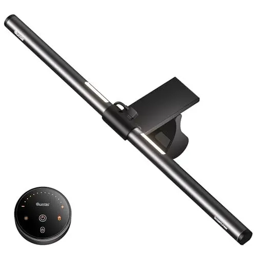 Produktbild: Quntis Curved Monitor Lampe mit Hintergrundbeleuchtung Fernbedienung, 40cm Monitor Light Bar zum Augenschutz, USB Bildschirmlampe PC Bürolampe dimmbar, LED Schreibtischlampe für Home Office Computer