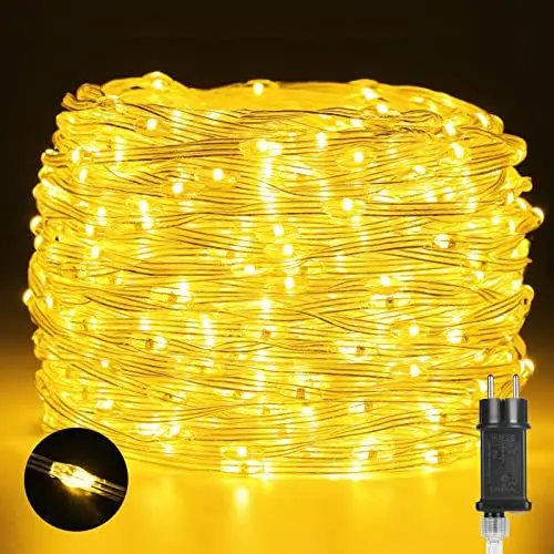 Produktbild: Quntis IP65 Lichterkette Außen 25m 500 LED Lichterschlauch, Weihnachtsbeleuchtung Strombetrieb Warmweiß, 8 Modi Speicherfunktion, Weihnachtsdeko für Baum Terrasse Balkon Garten Wand Zimmer Haus Party
