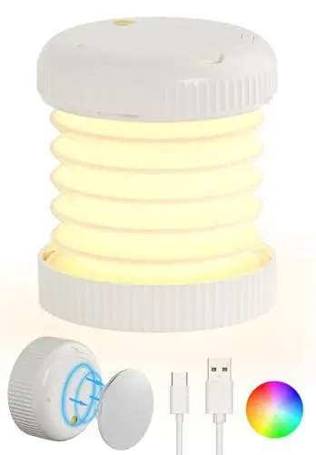Produktbild: Quntis LED Campinglampe, Magnetische Camping Laterne RGB Farbwechsel Zeltlampe Tragbar Wasserdicht Superhell Stufenloses Dimmen und 4 Lichtmodi für Stromausfällen, Wandern, Camping, Notfall