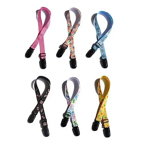 Produktbild: QUUPY 4PCS Kind Lätzchen Clips Serviette Neckchain mit Clips Baby Dummy Clips Älteres erwachsenes Haustier Einstellbarer Nacken Riemen Lätzchen Halter für Essen Restaurant Hotel