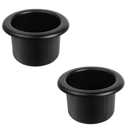Produktbild: QUUPY Getränkehalter aus Kunststoff, für Sofa, Couch, Auto, LKW, Poker, Boot, Tisch, Drop-in-Getränkehalter, Ersatz, 110 x 64 mm, Schwarz, 2 Stück