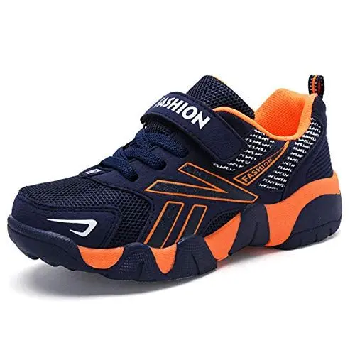Produktbild: Qvxkd Turnschuhe Jungen Mädchen Hallenschuhe Junge Sportschuhe Kinder Outdoor Laufschuhe Sneaker Klettverschluss Wanderschuhe Orange 30EU