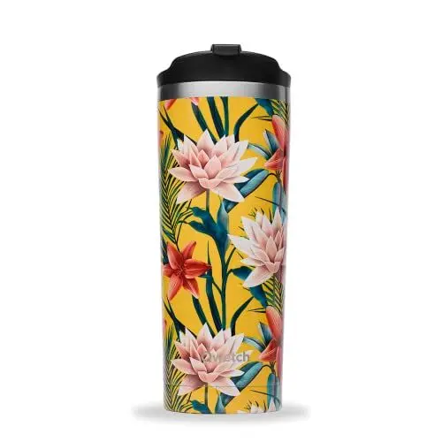 Produktbild: QWETCH - Isolierbecher Travel Mug - Tropical Yellow 470ml - Kaffee & Tee Reisebecher aus Edelstahl - 6h heiß und 12h kalt - BPA-frei, wasserdicht & wiederverwendbar