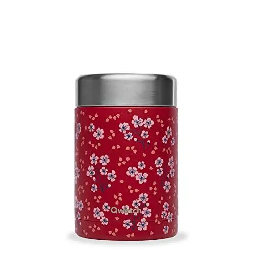 Produktbild: QWETCH - Lunchbox für unterwegs, isoliert, Hanami, rot, 600 ml, lebensmittelecht, Edelstahl, 5 Stunden warm und 7 Stunden kalt – BPA-frei, wasserdicht & wiederverwendbar