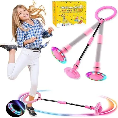 Produktbild: Q-WOOFF Kinder Blinkender Springring, Sport Sprungball，Faltbarer Flash Jumping Ball, Geeignet Für Geschicklichkeitsspiele Für Kinder Oder Erwachsene, Übung (Rosa) (L)