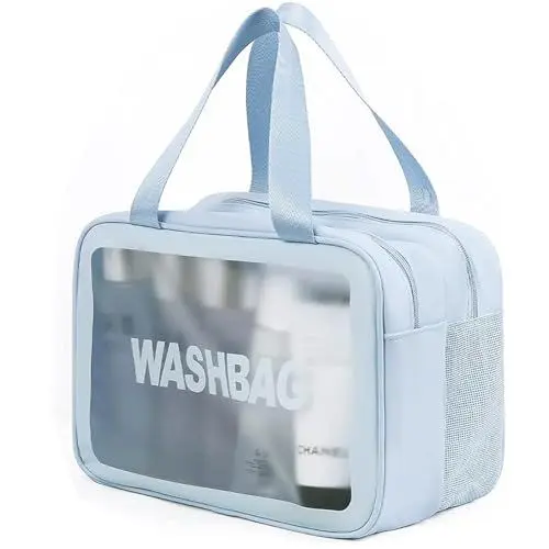 Produktbild: Q-WOOFF Kosmetiktasche，kulturtasche Damen，kulturbeutel Herren， Trocken- und Nasstrennung, tragbare wasserdichte Kulturtasche, Make-up-Tasche mit großer Kapazität, Aufbewahrungstasche (Blau, L)