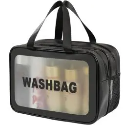Produktbild: Q-WOOFF Kosmetiktasche，kulturtasche Damen，kulturbeutel Herren， Trocken- und Nasstrennung, tragbare wasserdichte Kulturtasche, Make-up-Tasche mit großer Kapazität, Aufbewahrungstasche (Schwarz, L)