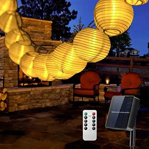 Produktbild: Qxmcov Solar Lichterkette Außen, 6.3M 30 LED Solar Lichterkette Aussen Wasserdicht Solar Lichterkette Lampion Außen Beleuchtung für Garten, Hochzeit, Fest Deko Warmweiß
