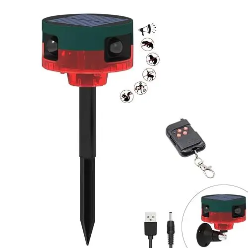 Produktbild: QXMH Solar-Bewegungsmelder-Alarm für draußen – Verbesserter 360°-Bewegungsmelder-Alarm, 129 dB Laute Sirene, 13 Arten von Geräuschen, Bewegungsmelder für bellende Hunde, unterstützt Aufnahme (1 Pack)