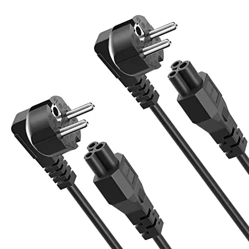 Produktbild: QYD Netzkabel 3 polig (2 Stück 1,8m) C5 Stromkabel Laptop Micky-Maus Stecker Laptop Netzteilkabel Power Cable für Kleeblatt Originalkabel Ladekabel Notebook-Netzteil TV Monitor HP Epson Canon Druckers
