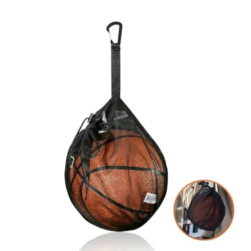 Produktbild: QYRDBGY Ballnetz 1 Ball, Basketball Tasche Basketball Bag Tragbare Ballnetz Rucksack Ballsack für Aufbewahren und Tragen Von Rugbyball Fußball Volleyball Basketball