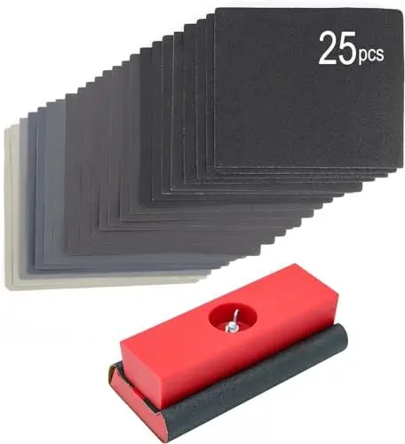 Produktbild: QZATACAEN Schleifklotz Handschleifblöcke Autokarosserie 25pcs Sandpapier Schleifpapier Holzbearbeitung Möbel Sander Hand Tool Körnung 120 bis 3000 Schleifblock Handschleifblock