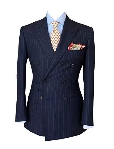 Produktbild: QZI Herren Jacke Peak Lapel Slim Fit Lässige Zweireiherjacke