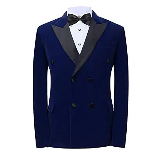 Produktbild: QZI Herren Jacke Samtanzüge Blazer Slim Fit Peak Revers Zweireiher Smokingjacke