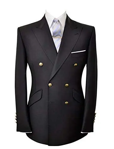 Produktbild: QZI Herren Jacke Zweireihiger Blazer Beiläufige Slim Fit-Sakko mit Reverskragen Täglicher Business-Mantel