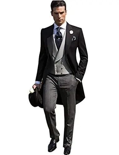 Produktbild: QZI Herren Swallow Frack Suit Smoking für Strandhochzeitsweste und Jackenhose