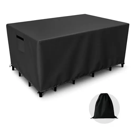 Produktbild: QZMVER Abdeckung Gartentisch,Abdeckung für Gartenmöbel Wasserdichtes,420D Oxford Gartentisch Abdeckung,Anti-UV Abdeckplane Gartenmöbel Staubdicht mit Entlüftung-(170x94x71cm)