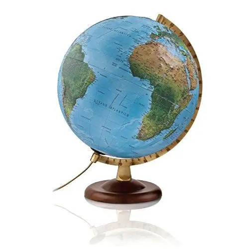 Produktbild: R4 gold: R4 gold Globus mit 3-D-Oberfläche: Tischglobus mit 3-D-Oberfläche, Doppelbild, dunkler Holzfuß, Metallmeridian (Globus 3D-Oberfläche)