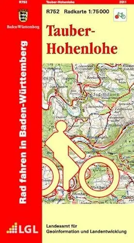 Produktbild: R752 Tauber-Hohenlohe: Radkarte 1:75 000: Rad fahren in Baden-Württemberg