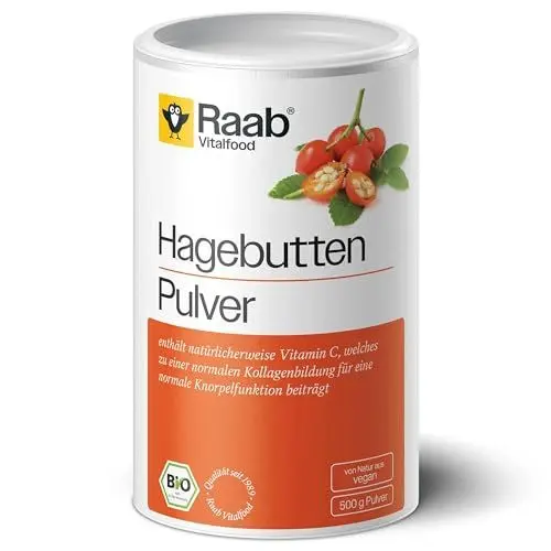 Produktbild: Raab Vitalfood® Bio Hagebutten Pulver (500 g) - Premium-Sorte AP-4® Hagebutte aus dem Süden von Chile, mit natürlichem Vitamin C für eine normale Kollagenbildung & Knorpelfunktion, ohne Zusätze