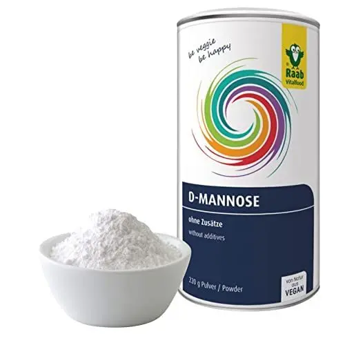Produktbild: Raab Vitalfood® D-Mannose Pulver (220 g) - frei von Zusätzen, vegan, glutenfrei, gut löslich, mit Meßlöffel in der Dose, Vorratspackung, 100% D-Mannose (gewonnen aus Mais)