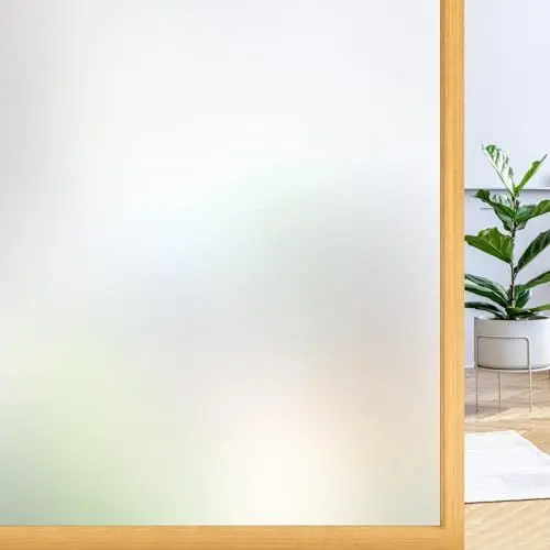 Produktbild: rabbitgoo Fensterfolie Blickdicht Sichtschutzfolie Fenster Selbsthaftend, Milchglasfolie Statisch Haftend 44,5 x 200 cm ohne Klebstoff Folie Sichtschutz Anti UV für Zuhause Büro Matt