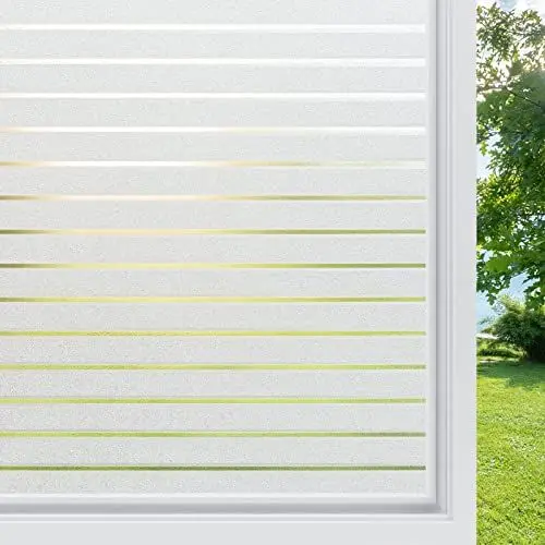 Produktbild: rabbitgoo Fensterfolie Streifen Sichtschutzfolie Fenster Selbstklebend Milchglasfolie Sichtschutz gestreifte Folie für Büro Anti-UV 44.5 x 150 cm