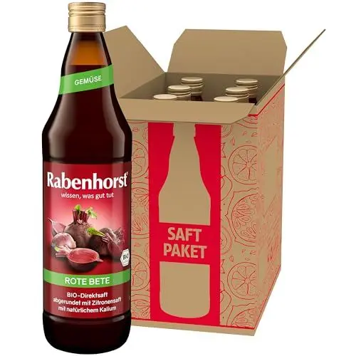 Produktbild: RABENHORST Rote Bete BIO 6er Pack (6 x 700 ml) - Hochwertiger Rote-Bete-Saft aus 100 % Direktsaft mit Zitronensaft abgerundet