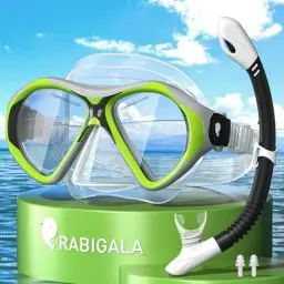 Produktbild: Rabigala Schnorchelset Erwachsene, Schnorcheln Set mit Taucherbrille und Dry Schnorchel, Anti-Leck & Anti-Nebel Taucherbrille Erwachsene aus Gehärtetem Glas für Schnorcheln, Schwimmen und Tauchen
