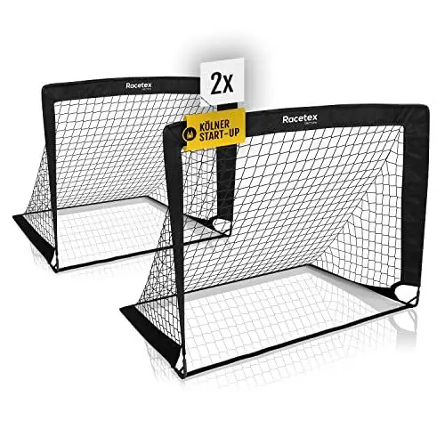 Produktbild: Racetex 2er Fußballtor Kinder Set - Fußball Tore inkl. nützlicher Tasche zum Transportieren - Version mit verstärkten Glasfaserstangen - Fussballtore für den Garten oder Park