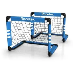 Produktbild: Racetex Fußballtor Kinder 2er-Set (In- und Outdoor) - Tore Fußball Kinder aus stabilen PVC-Stangen - Fussballtore für Garten Kinder mit Heringen für einen optimalen Halt - Mini Fussballtore Kinder