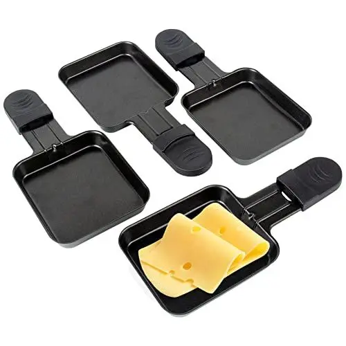 Produktbild: Raclette Pfännchen Ersatz Mini Pfännchen Raclette Edelstahl Antihaftbeschichtet für den Raclette Grill Zubehör, 18x8x1.5cm,4 Stück
