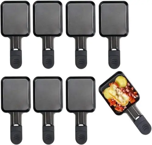Produktbild: Raclette Pfännchen Ersatz Mini Pfännchen Raclette Edelstahl Antihaftbeschichtet für den Raclette Grill Zubehör, 18x8x1.5cm,8 Stück
