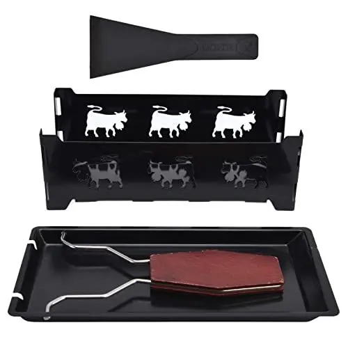 Produktbild: Mini-Käse-Raclette-Grill, tragbarer Antihaft-Raclette-Tischgrill, rechteckiges Backgeschirr, Käse-Backwerkzeug mit schwarzem Griff für Käse, Fleisch, Gemüse