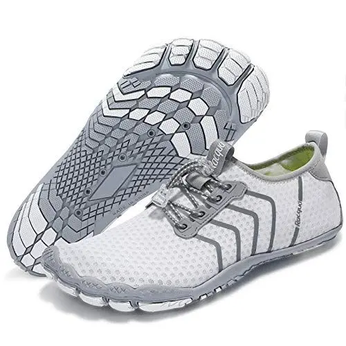 Produktbild: Racqua Surfschuhe Schnelltrocknend Barfuß Wasser Aqua Sport Strand Schwimmen Pool Wandern Tauchen Walking für Herren Damen Weiß 37