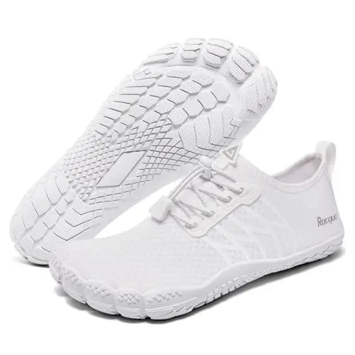 Produktbild: Racqua Wasserschuhe Damen Badeschuhe Herren Leichtgewichtige Aqua-Schuhe Schnelltrocknende Atmungsaktive Badeschuhe Strand Barfuß Outdoor für Frauen Weiß EU37