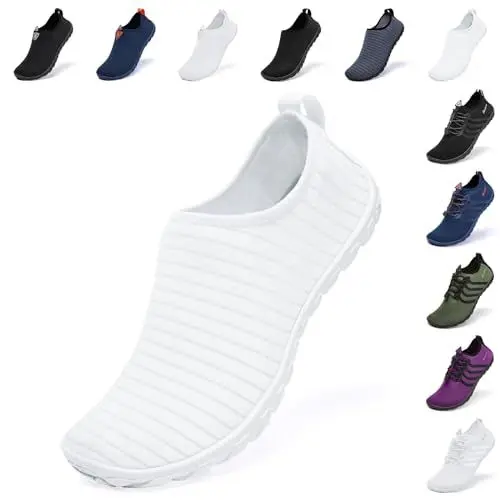 Produktbild: Racqua Wasserschuhe Herren Draußen Barfussschuhe Schnell Trocknend Aquaschuhe Unisex Strandschuhe Damen Strand Wassersport Weiß EU38