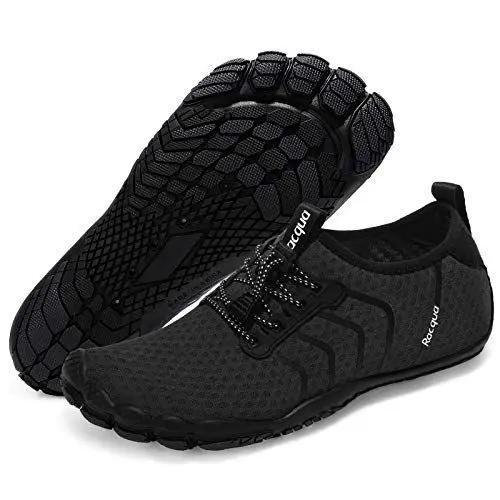 Produktbild: Racqua Wasserschuhe Schnelltrocknend Barfuß Strand Aqua Sport Schwimmen Surfen Pool Wandern Tauchen Walking für Herren Damen Schwarz 42