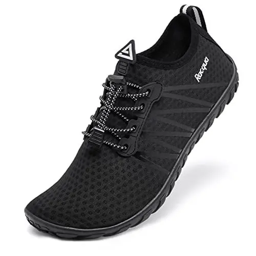 Produktbild: Racqua Wasserschuhe Schwimmen Strand rutschfest Schnell Trocken Meer Aqua Pool Schuhe Boot Tauchen Nass Neoprenanzug Atmungsaktiv Kajakfahren Segeln Schuhe für Männer & Frauen Schwarz 36