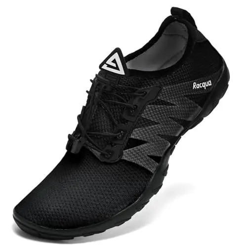 Produktbild: Racqua Wasserschuhe Schwimmschuhe Damen Herren Welten Koden Strandschuhe Frauen Barfuss Schnelltrocken Badeschuhe Erwachsene Schwarz EU42