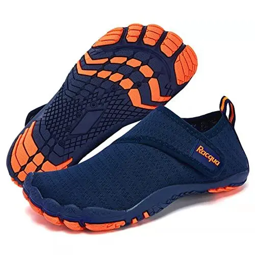Produktbild: Racqua Wasserschuhe für Jungen, leicht, schnell trocknend, Strand, Schwimmbecken, Sportschuhe, Barfuß, Wandern, Bootfahren, Surfen, Aquaschuhe, Kleinkind, Blau/Orange 28